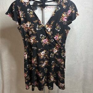 Arizona Jean Company Black Floral Mini Dress